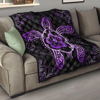 Hawaii Premium Quilt Turtle Hibiscus Violet