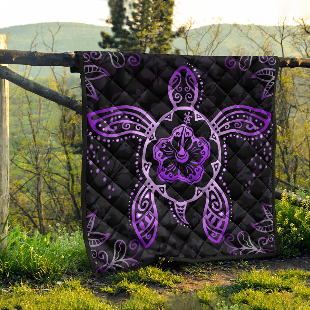 Hawaii Premium Quilt Turtle Hibiscus Violet
