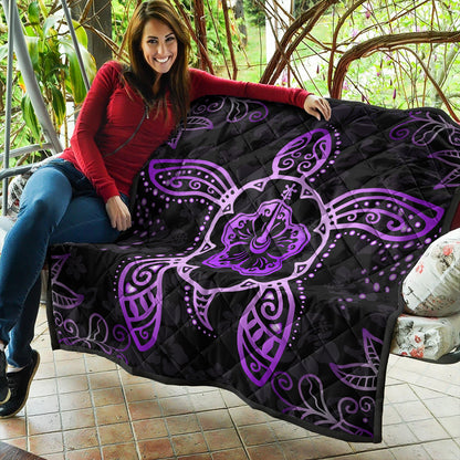 Hawaii Premium Quilt Turtle Hibiscus Violet