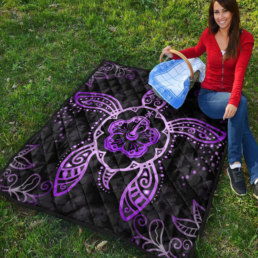 Hawaii Premium Quilt Turtle Hibiscus Violet