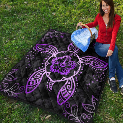 Hawaii Premium Quilt Turtle Hibiscus Violet