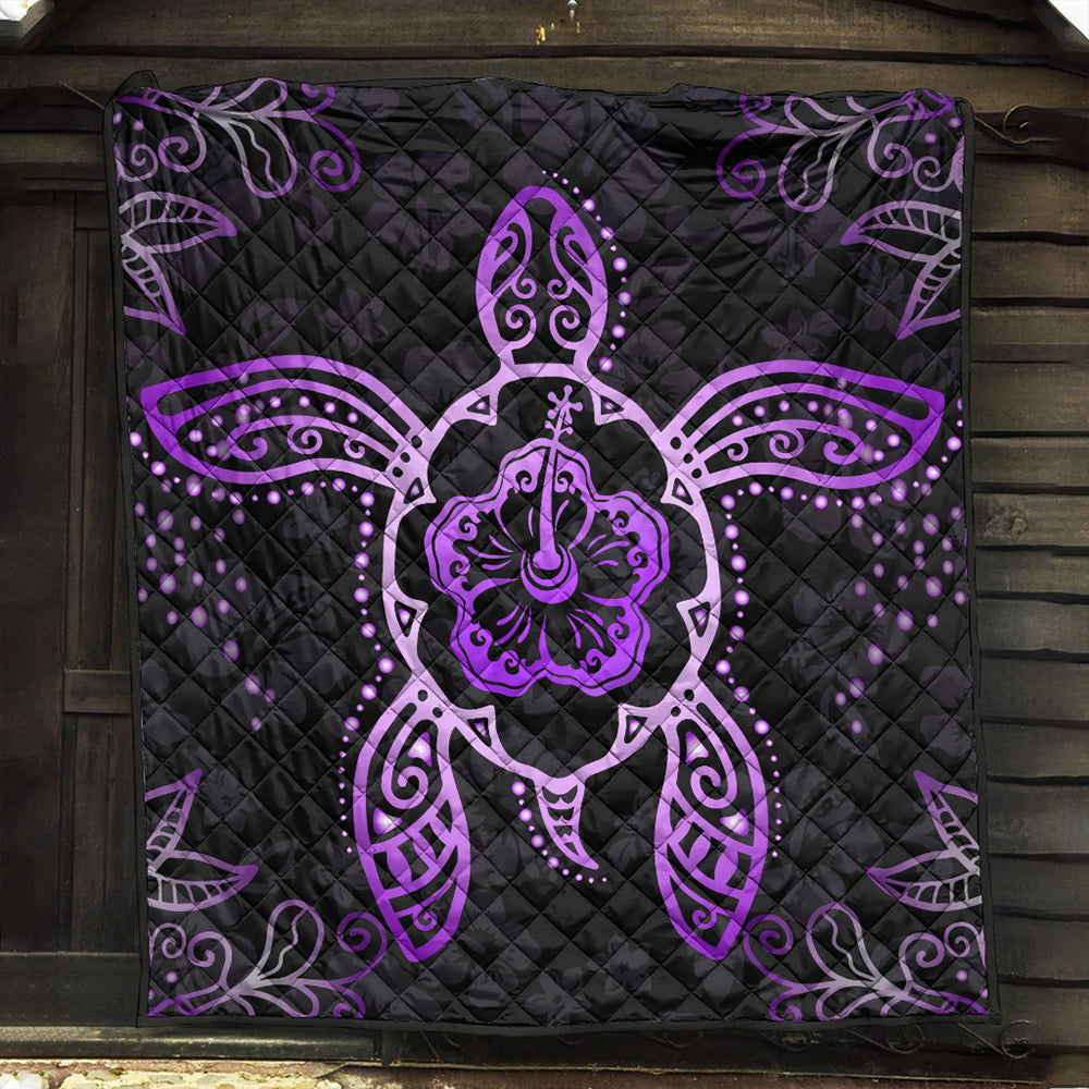 Hawaii Premium Quilt Turtle Hibiscus Violet
