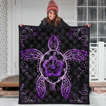Hawaii Premium Quilt Turtle Hibiscus Violet