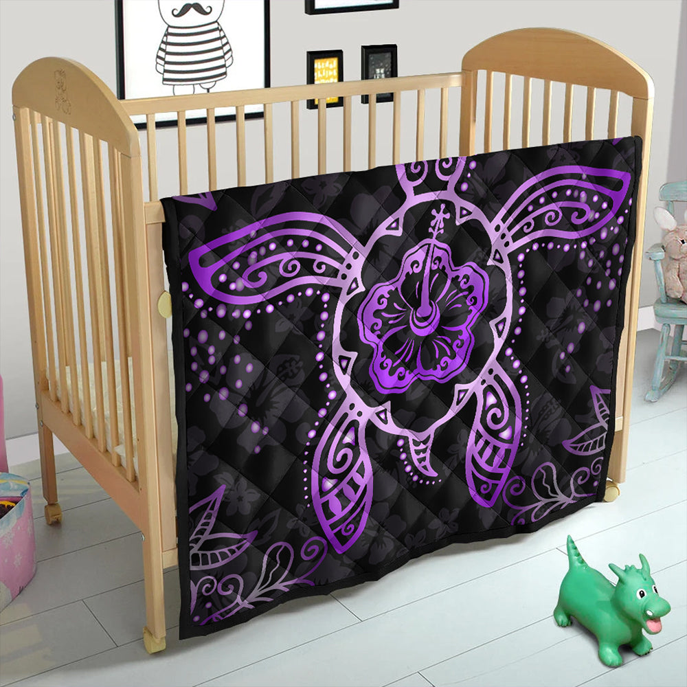 Hawaii Premium Quilt Turtle Hibiscus Violet
