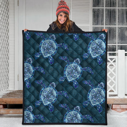 Hawaii Premium Quilt Turtle Plumeria Blue