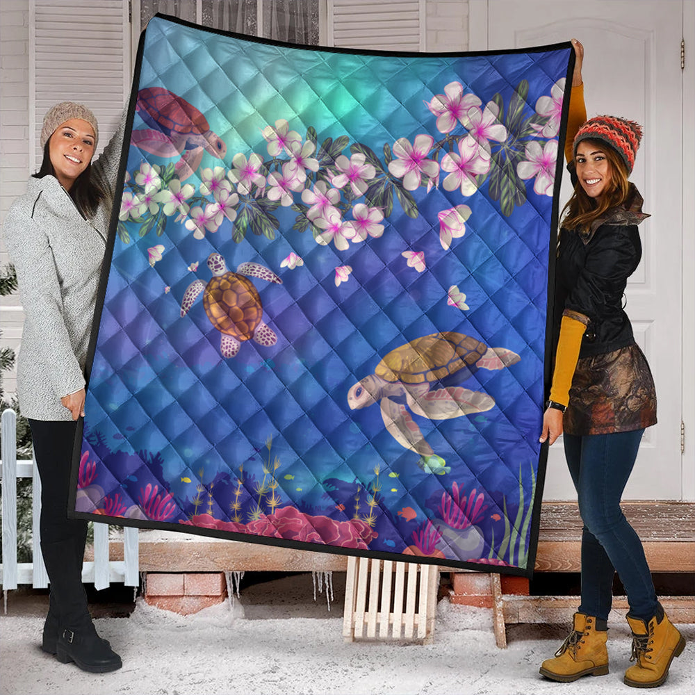 Hawaii Premium Quilt Turtle Plumeria Ocean
