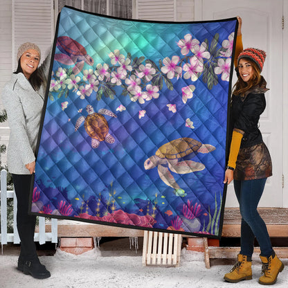 Hawaii Premium Quilt Turtle Plumeria Ocean