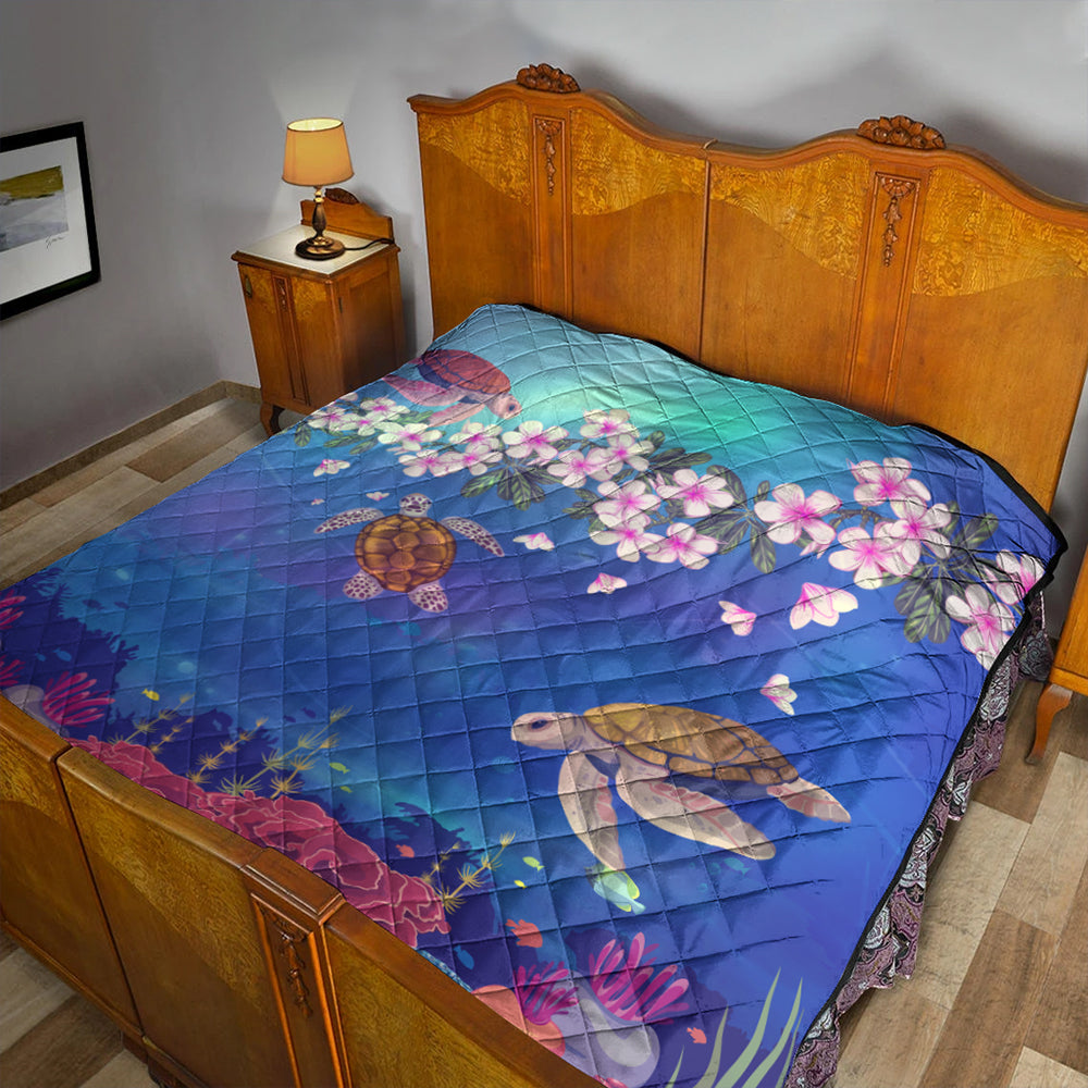 Hawaii Premium Quilt Turtle Plumeria Ocean