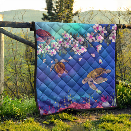 Hawaii Premium Quilt Turtle Plumeria Ocean