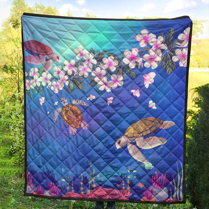 Hawaii Premium Quilt Turtle Plumeria Ocean