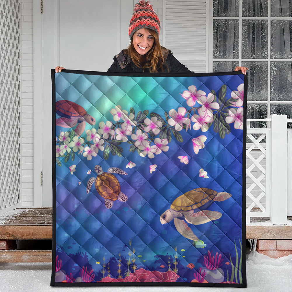 Hawaii Premium Quilt Turtle Plumeria Ocean