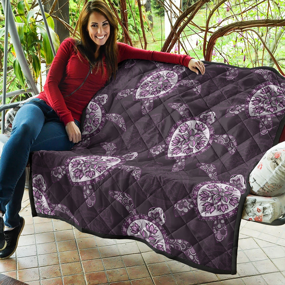 Hawaii Premium Quilt Turtle Plumeria Violet