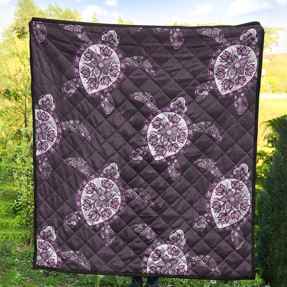 Hawaii Premium Quilt Turtle Plumeria Violet