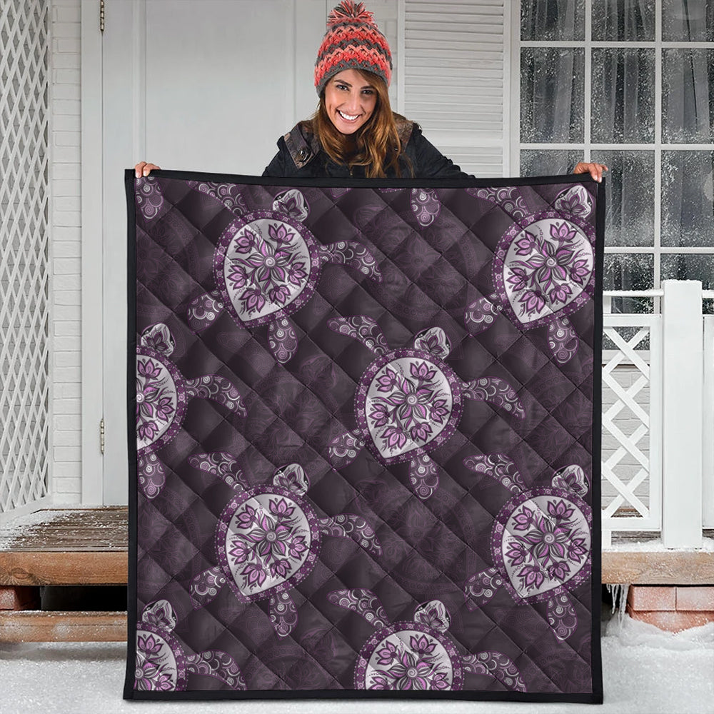 Hawaii Premium Quilt Turtle Plumeria Violet