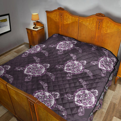 Hawaii Premium Quilt Turtle Plumeria Violet