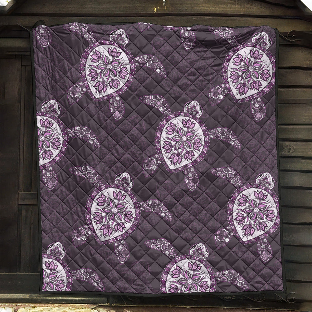 Hawaii Premium Quilt Turtle Plumeria Violet