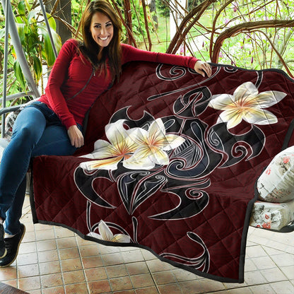 Hawaii Premium Quilt Turtle Poly Trinal Plumeria Red