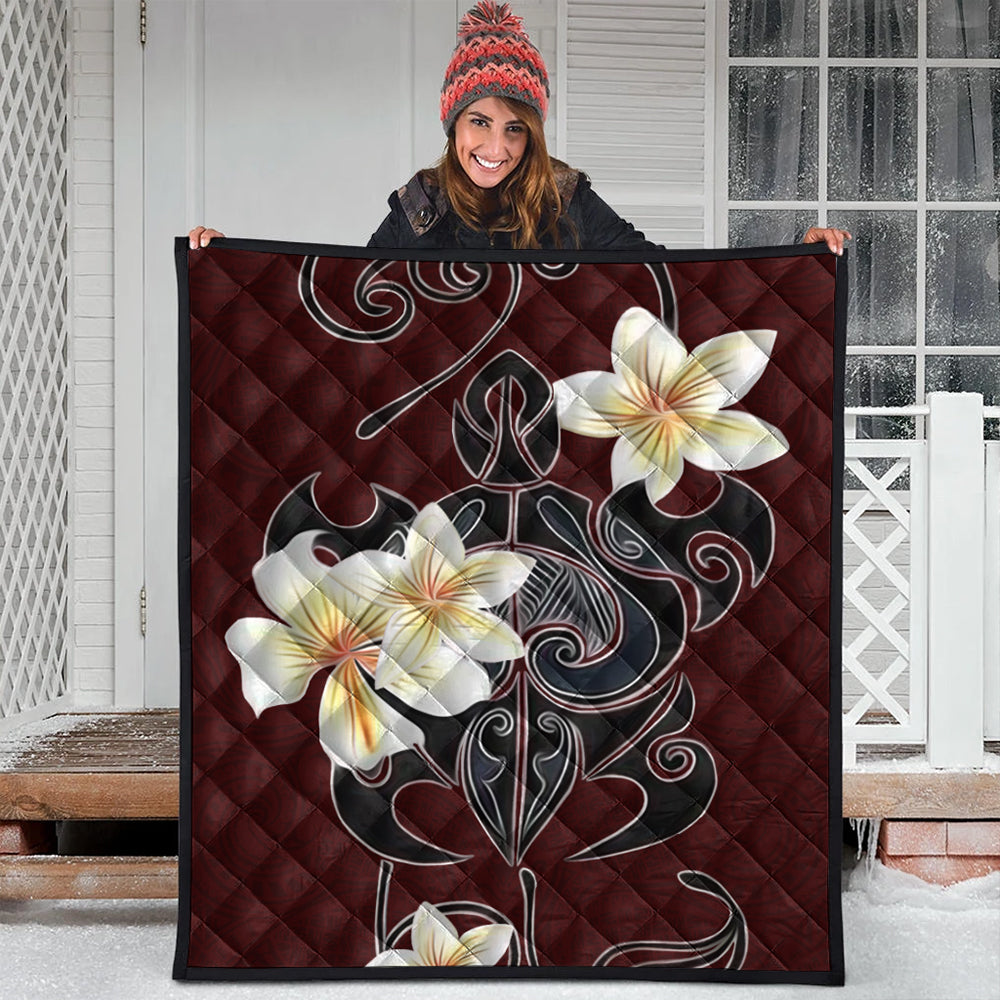 Hawaii Premium Quilt Turtle Poly Trinal Plumeria Red