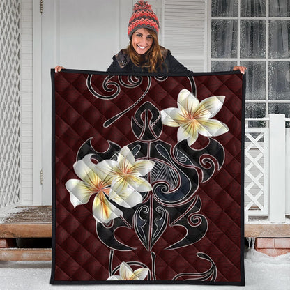 Hawaii Premium Quilt Turtle Poly Trinal Plumeria Red