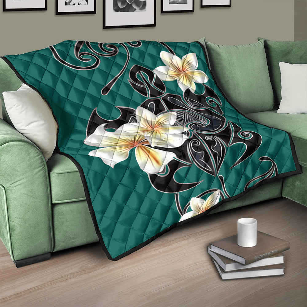 Hawaii Premium Quilt Turtle Poly Trinal Plumeria Turquoise
