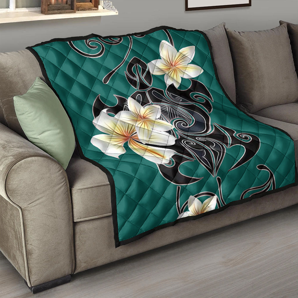 Hawaii Premium Quilt Turtle Poly Trinal Plumeria Turquoise
