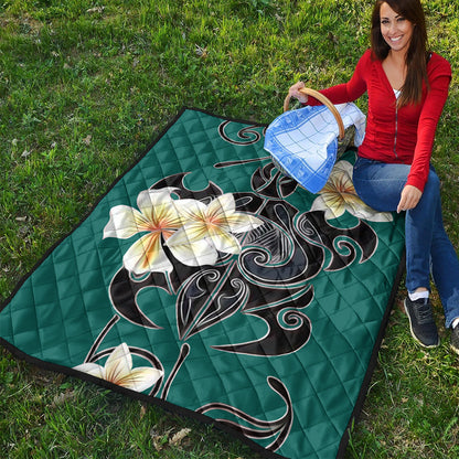 Hawaii Premium Quilt Turtle Poly Trinal Plumeria Turquoise