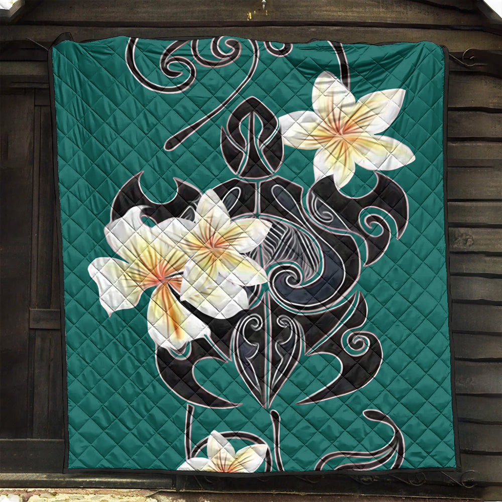Hawaii Premium Quilt Turtle Poly Trinal Plumeria Turquoise