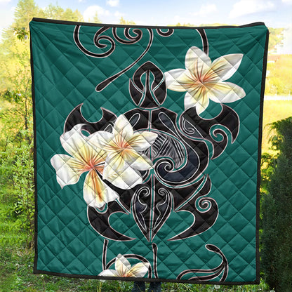 Hawaii Premium Quilt Turtle Poly Trinal Plumeria Turquoise