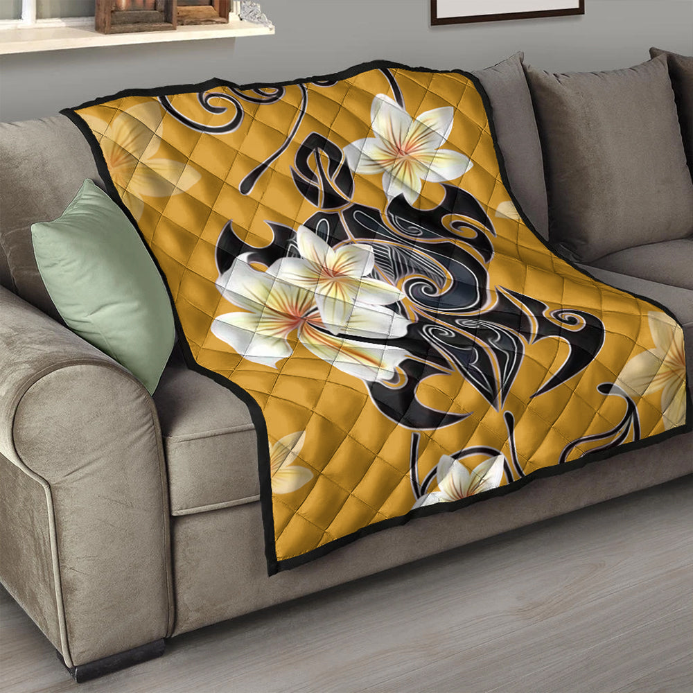 Hawaii Premium Quilt Turtle Poly Trinal Plumeria Yellow