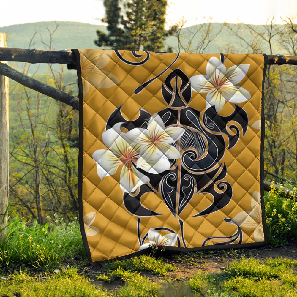 Hawaii Premium Quilt Turtle Poly Trinal Plumeria Yellow