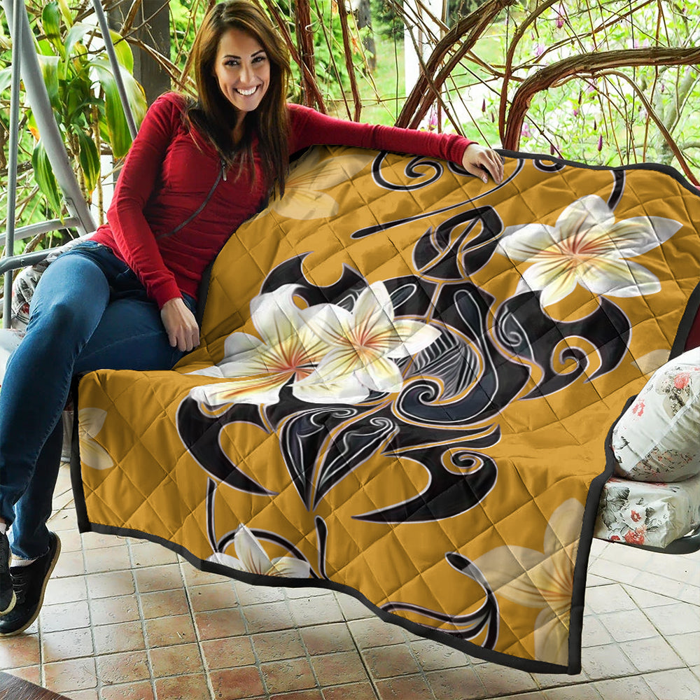 Hawaii Premium Quilt Turtle Poly Trinal Plumeria Yellow