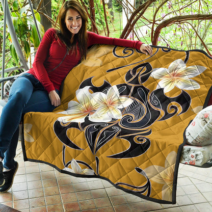 Hawaii Premium Quilt Turtle Poly Trinal Plumeria Yellow
