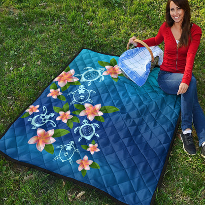 Hawaii Premium Quilt Turtle Polynesian Plumeria Ocean