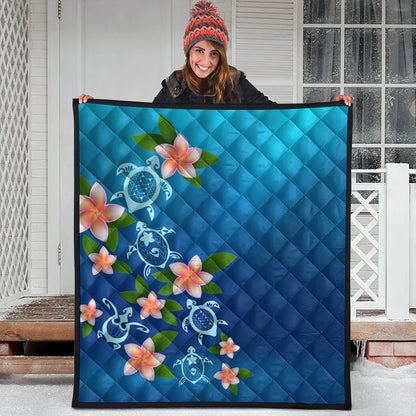 Hawaii Premium Quilt Turtle Polynesian Plumeria Ocean