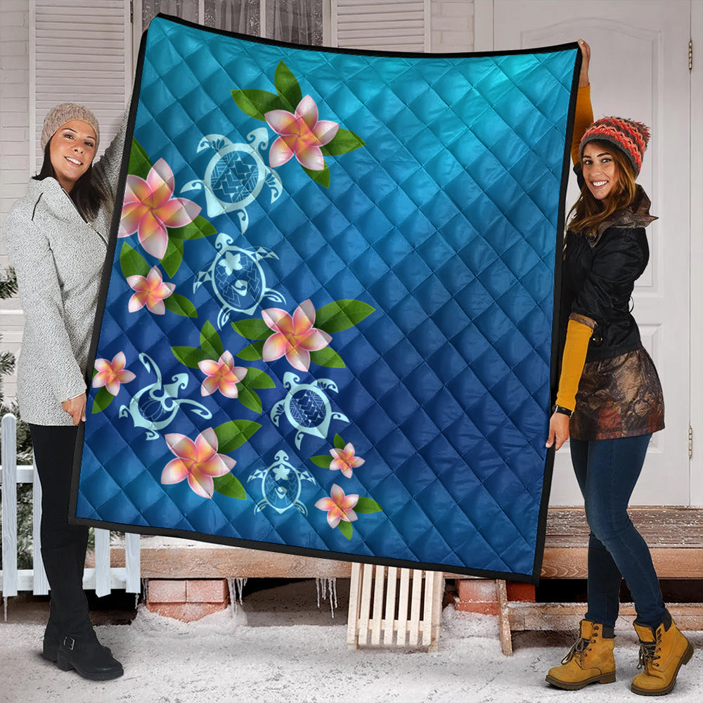 Hawaii Premium Quilt Turtle Polynesian Plumeria Ocean