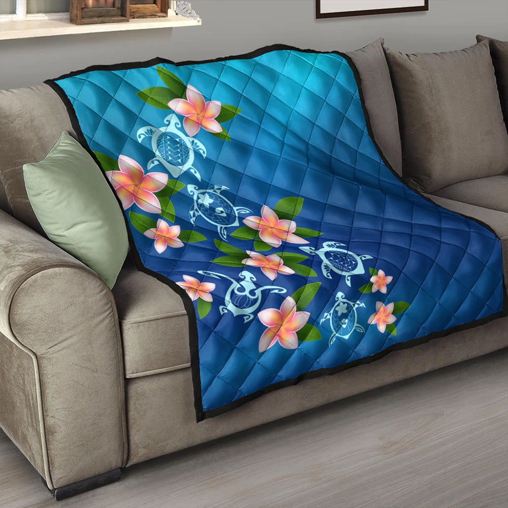Hawaii Premium Quilt Turtle Polynesian Plumeria Ocean
