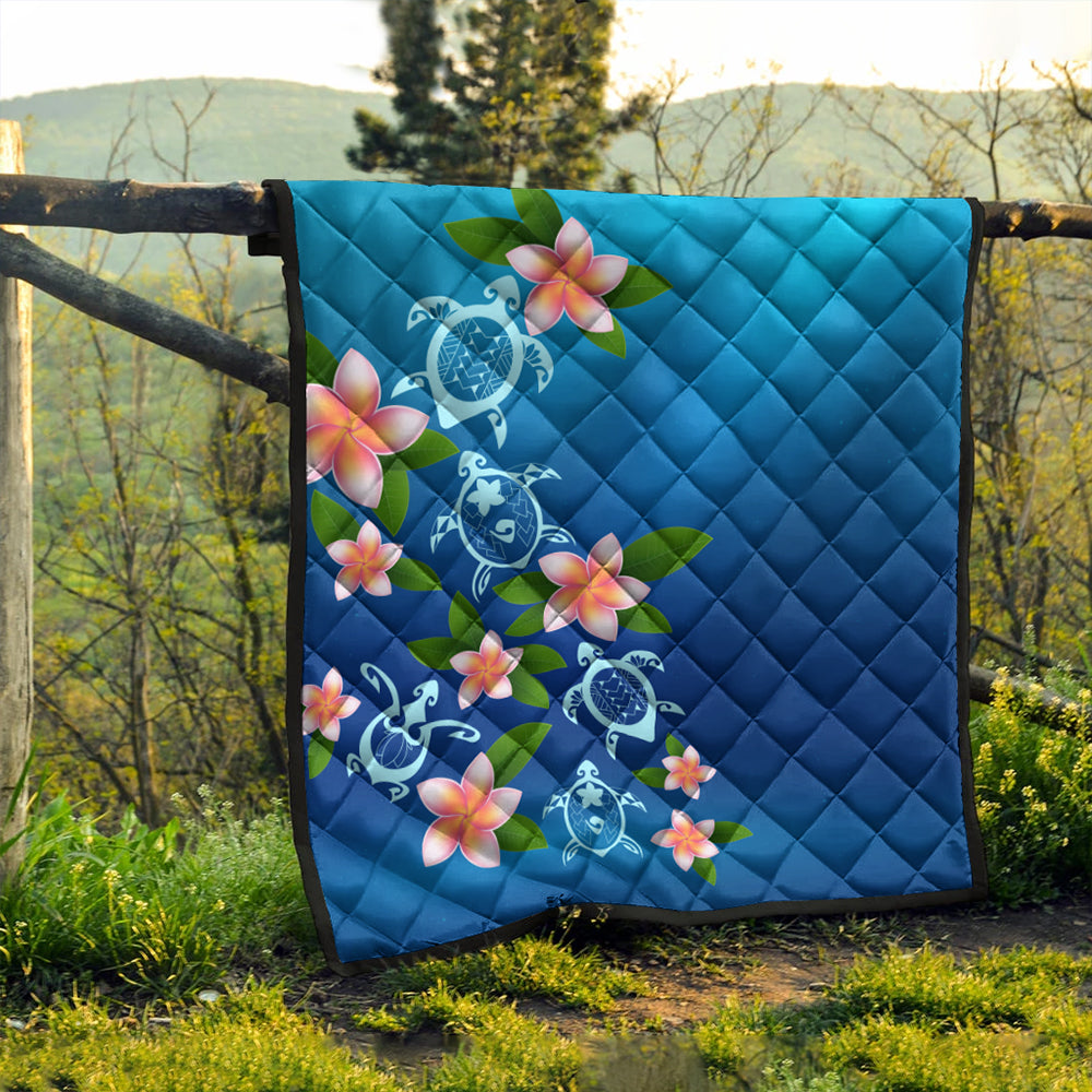 Hawaii Premium Quilt Turtle Polynesian Plumeria Ocean