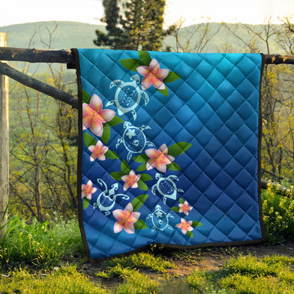 Hawaii Premium Quilt Turtle Polynesian Plumeria Ocean
