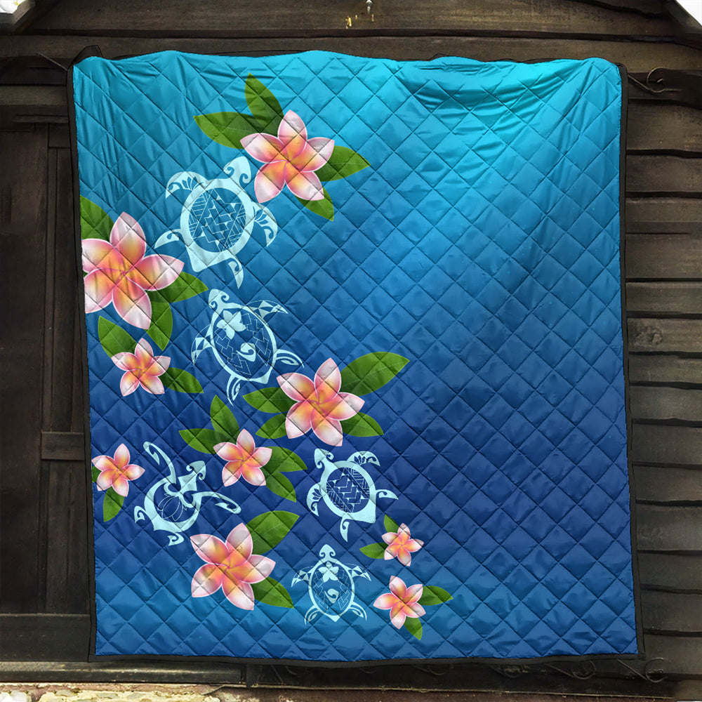 Hawaii Premium Quilt Turtle Polynesian Plumeria Ocean