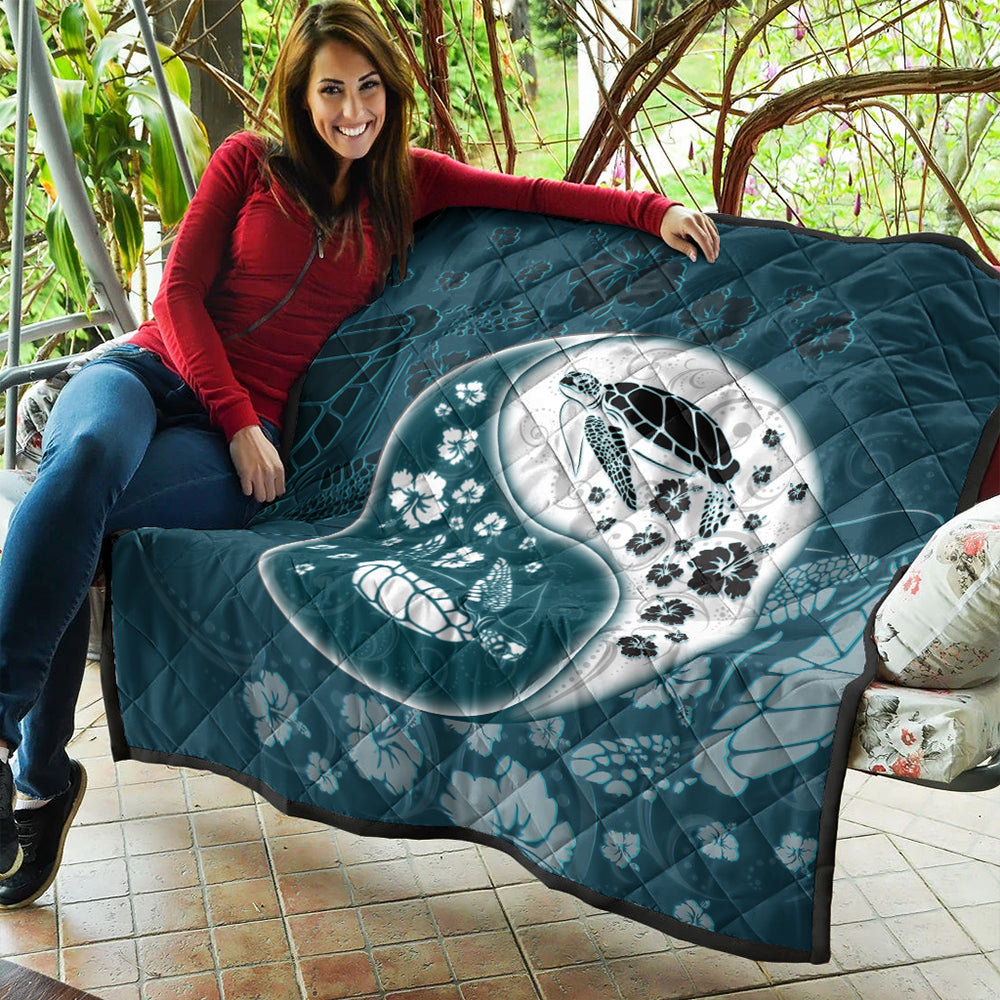 Hawaii Premium Quilt Yinyang Turtle Hibiscus