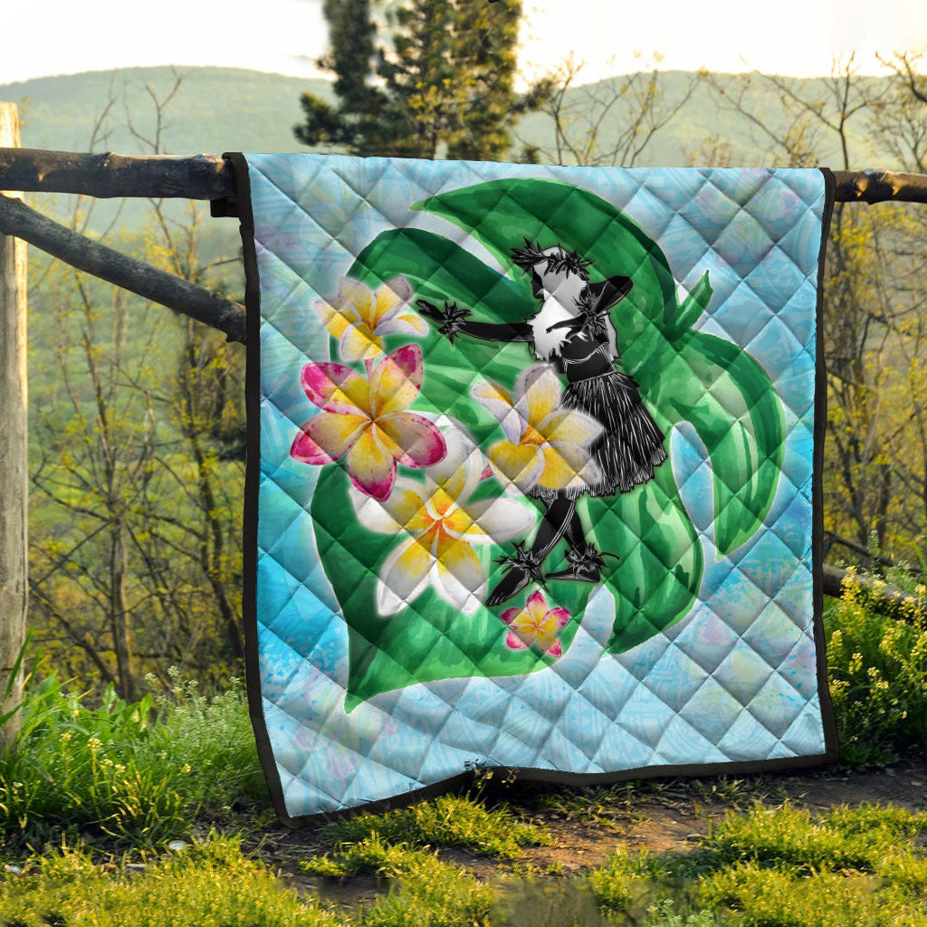 Hawaii Premium Quilt Hula Girls With Tropical Flowers Polynesian Style