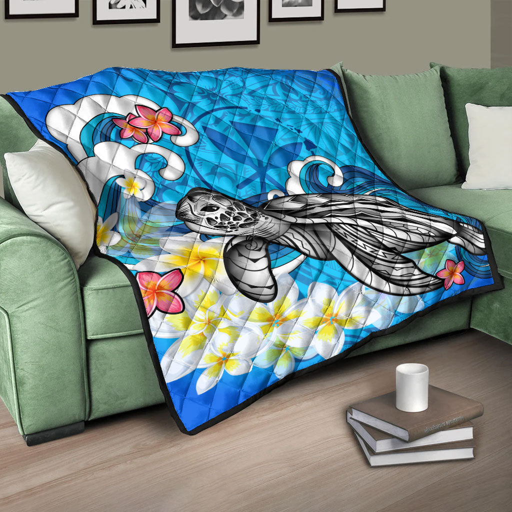 Hawaii Premium Quilt Turtle With Plumeria Flowers