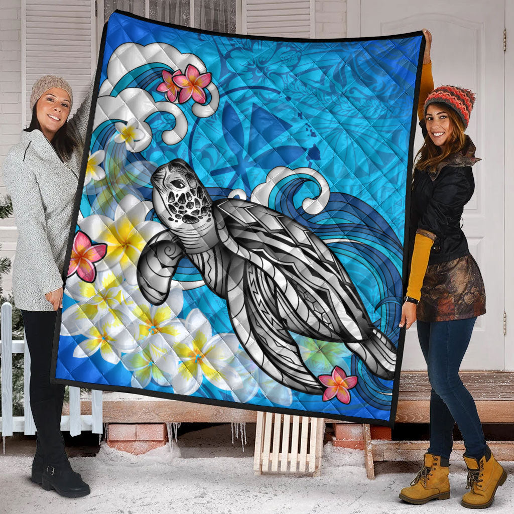 Hawaii Premium Quilt Turtle With Plumeria Flowers