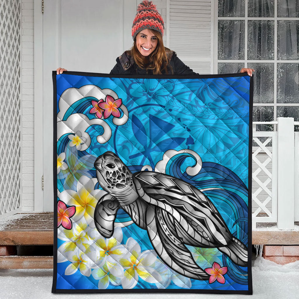Hawaii Premium Quilt Turtle With Plumeria Flowers