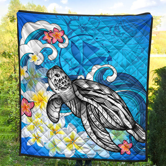 Hawaii Premium Quilt Turtle With Plumeria Flowers