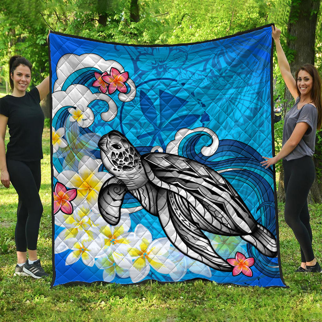 Hawaii Premium Quilt Turtle With Plumeria Flowers