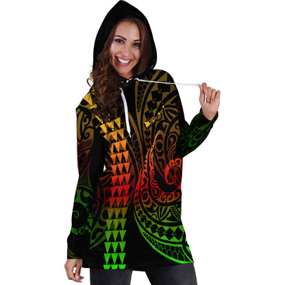 Hawaii Hoodie Dress Kakau Style Reggae