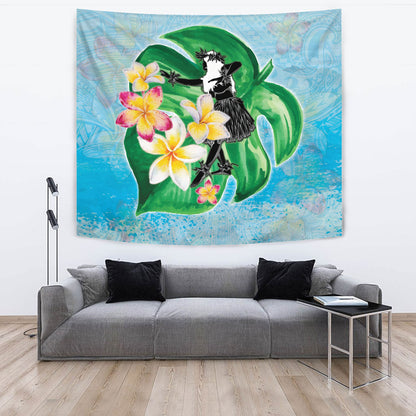 Hawaii Tapestry Hula Girls With Tropical Flowers Polynesian Style