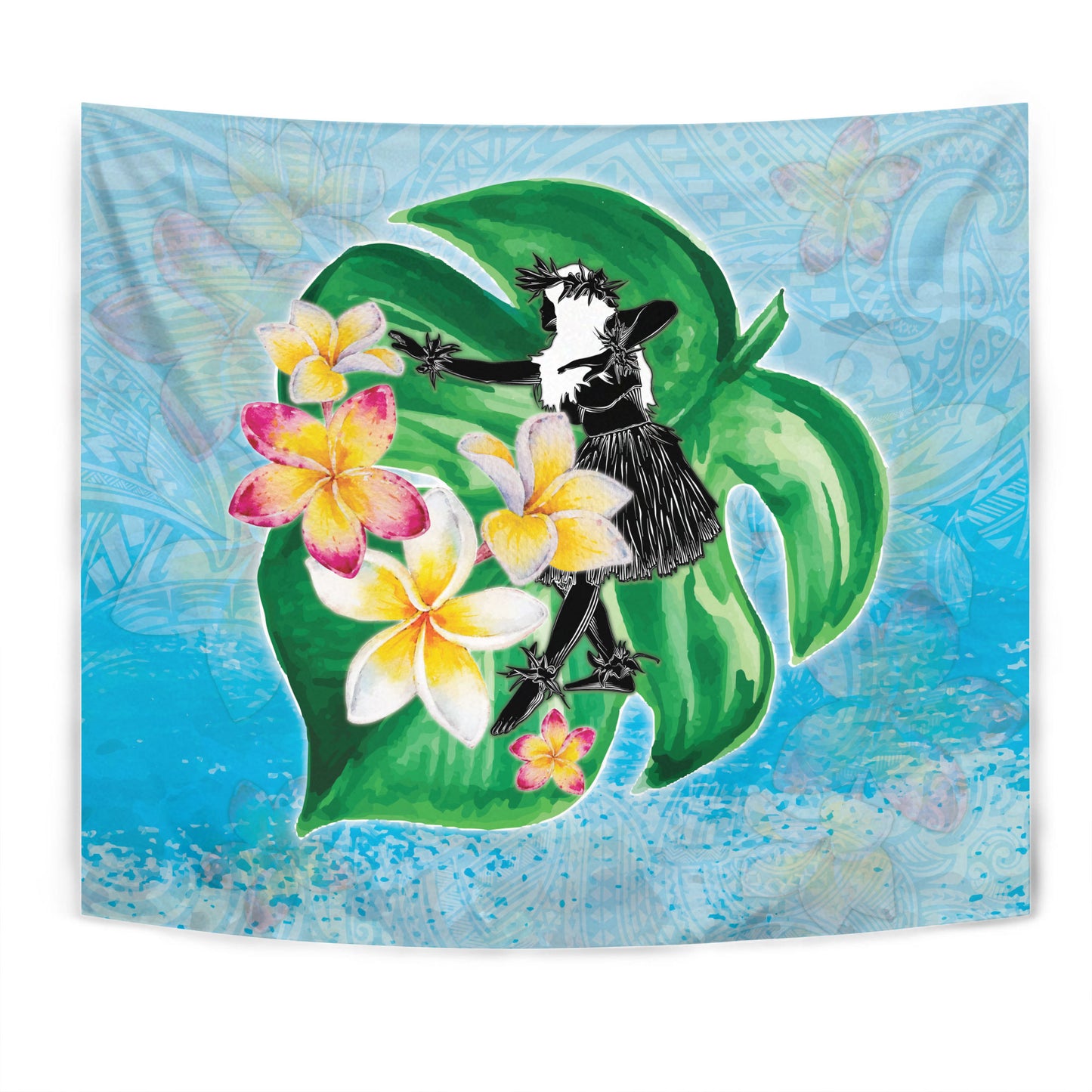 Hawaii Tapestry Hula Girls With Tropical Flowers Polynesian Style