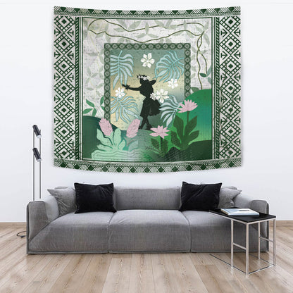 Hawaii Tapestry Hawaii Girl Hula Dancers With Tropical Flowers